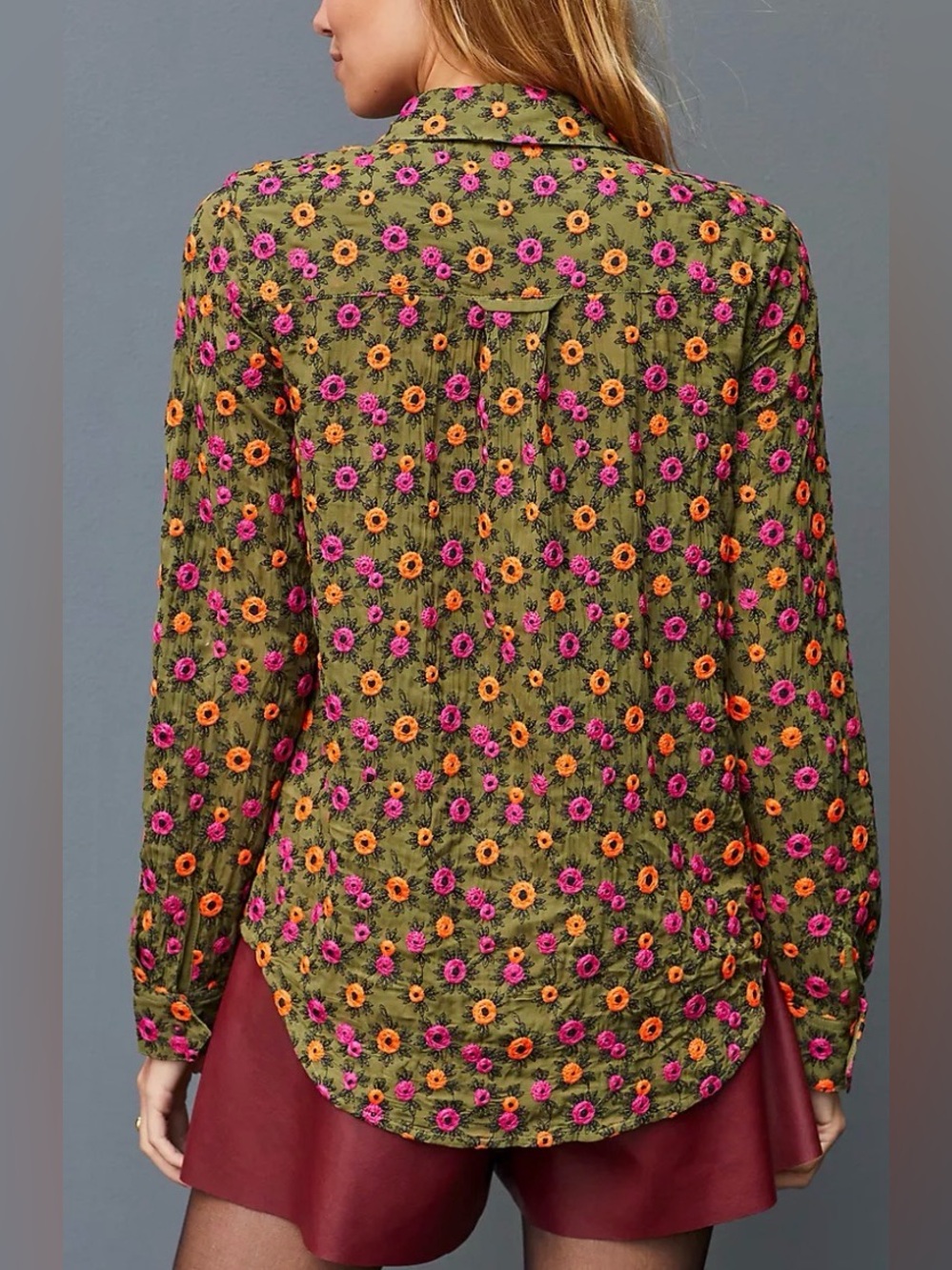 ANTHROPOLOGIE X MAEVE 6 M Embroidered Button Down Floral Blouse - Picture 2 of 9